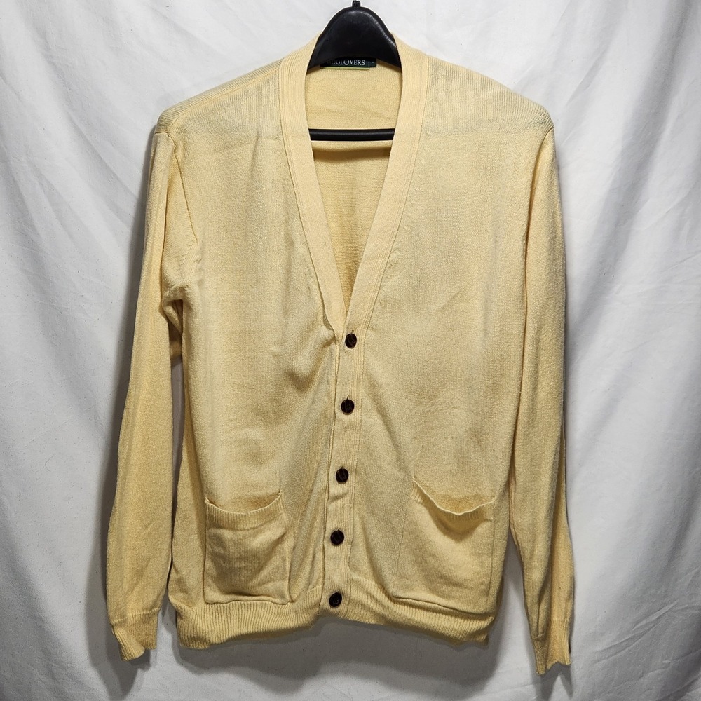 Woolovers Woolmark‎ Mens Sweater Size Medium Yellow 100% Pure New Wool